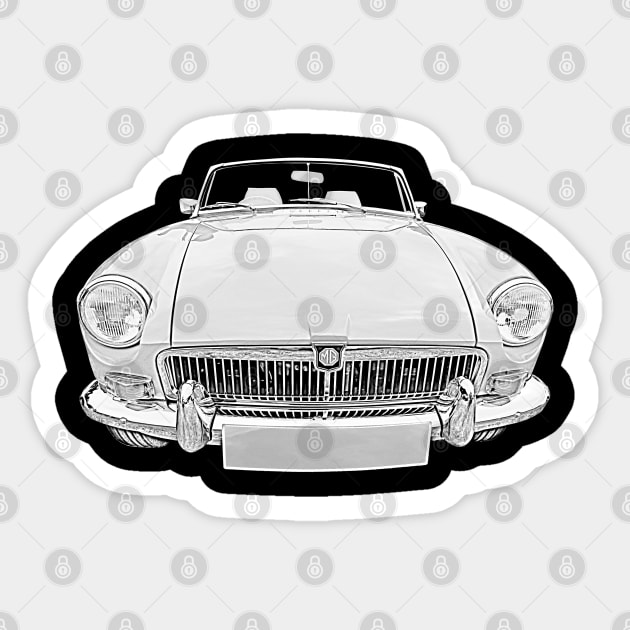 MGB 1970s classic car monochrome Sticker by soitwouldseem